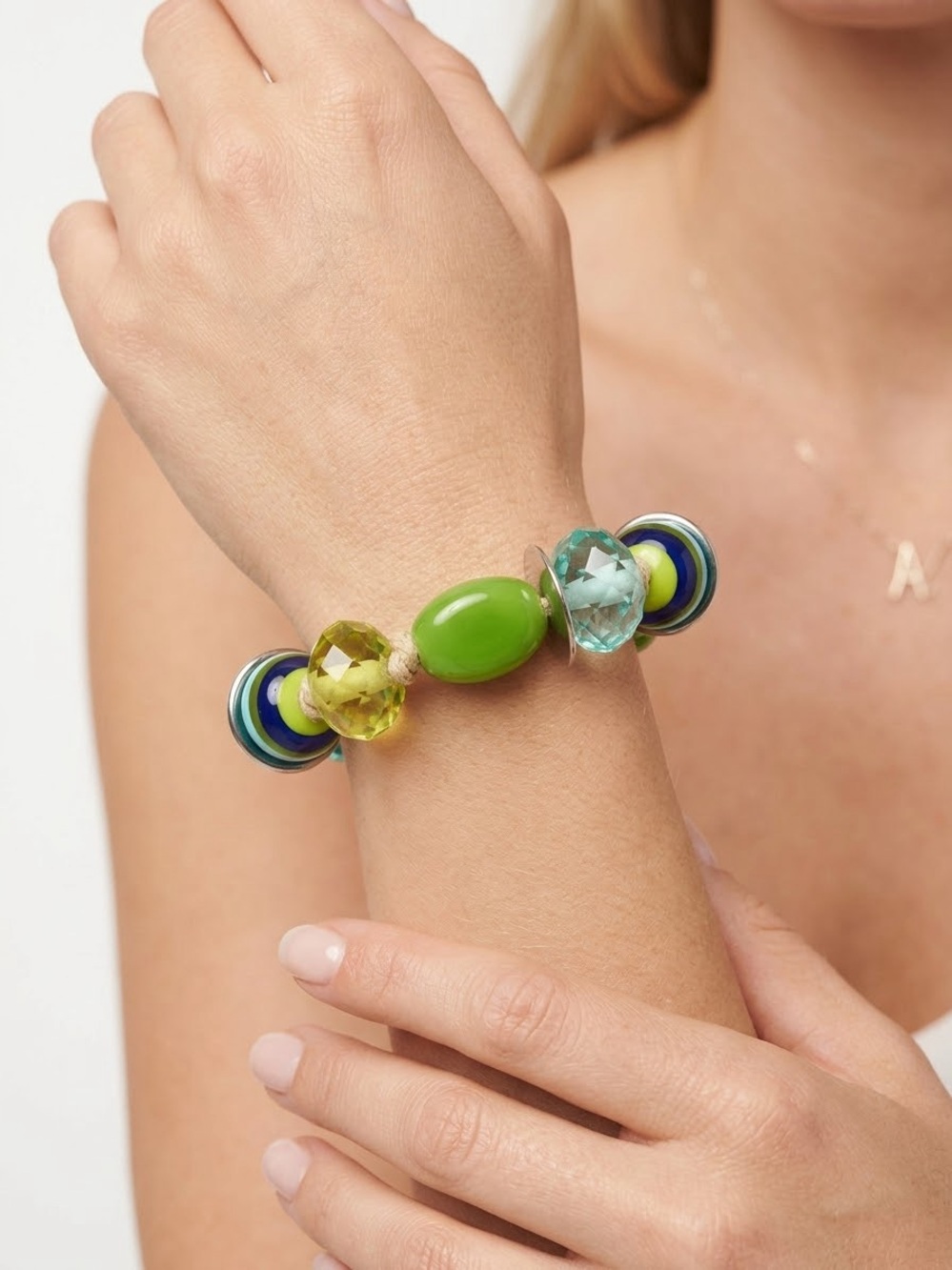 Nine West Colorful Green Bead Stretch Bracelet - Women's Jewelry